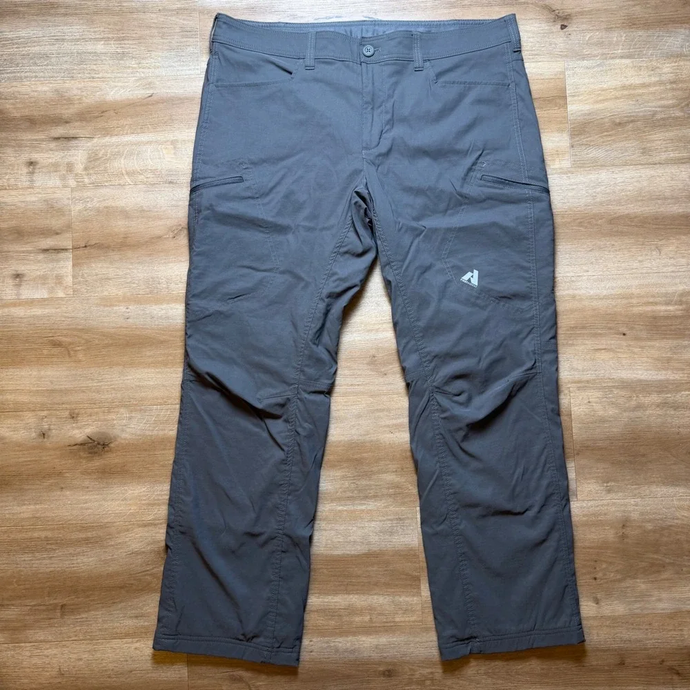 Eddie Bauer First Ascent Pants Mens 40x32 Gray Fleece Lined Cargo Hiking Outdoor